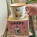 1 tk. Armas Happy Bear keraamiline kruus Kawaii valge kutsika multifilm kohvikruus Moodne vanaaegne p&auml;rastl&otilde;unatee tass paarile kingitus paarile 350ml
