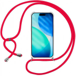 Coque de Protection - BOOLING - pour iPhone 17 - Renforc&eacute; TPU Antichoc Transparent avec Cordon Rouge