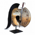 Keskaegne Trooja Trooja Kilp ja Achilleuse Kiiver, Sparta Kreeka S&otilde;dalase Kost&uuml;&uuml;m, K&auml;sit&ouml;&ouml; Cosplay Rollim&auml;ng Ajalooline Koopia Kiiver
