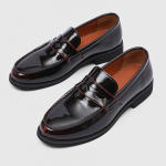 Luksuslikud slip-on kleitkingad meestele Ehtne nahk Itaalia looferkingad meestele Must lakknahast Formaalne Oxford meestele Pulmakingad 38 punane