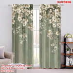 2 tk M&uuml;&uuml;giks Akna kardinad Elegantne roheline ja valge lill Mitmek&uuml;lgne 100% pol&uuml;ester, Ilma elektrita Kevadpidu & 52.50 &times; 116.00 cm 2 pcs