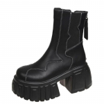 Moodsad 8cm talve naised soojad karusnahast poolsaapad Tursked Disainernahast k&otilde;rged kontsad Uus trend Goth Platvor Plush Mootorratas Botas Mujer 34 must
