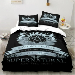 Supernatural Logo Voodipesukomplekt Tekikott Voodikomplekt Tekikate Padjap&uuml;&uuml;r Tekk Kuninga Suurus Kuninganna Suurus Poiste T&auml;iskasvanute Voodikomplekt 70x133cm 2pcs