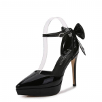 2024 uued 12 cm k&otilde;rge kontsaga pumbad naiste stiletto universaalsed paelaga terava ninaga madala &auml;&auml;rega pulmakingad 35 must