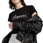 Armani Exchange Naiste L&uuml;hikeste Varrukatega Klassikaline Kirjaliku Logoga &Uuml;mmarguse Kaelusega T-s&auml;rk S