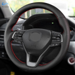 Braids on Steering Wheel For Honda Accord 10th 2018 Insight Car Steering Wheel Perforated Microfiber Leather Cover blue line