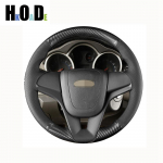 For Chevrolet Cruze 2009-2014 Aveo 2011-2014 Holden Cruze2010 DIY Black Leather carbon fiber Car Steering Wheel Cover Gray Thread