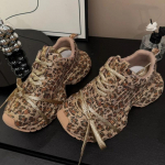 Naiste kingad Leomuster Suvised Dad Shoes Paks Tald Paksud Tossud T&uuml;drukute S&auml;delevad T&auml;ielikult Teemantidega Paelkinnitusega Vabaajaketsid 36 leopard
