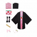 Laste Kimetsu No Yaiba Halloweeni Cosplay Kost&uuml;&uuml;m T&uuml;drukutele Kamado Nezuko Rollim&auml;ngu Riideseelik 110cm roosa