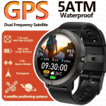 2026 GPS nutikell 1.32 AMOLED 5ATM veekindel 170 spordirežiimi Kompass Mitme sihverplaadiga Tervise j&auml;lgimine BT k&otilde;ne Nutikell Black Silicone red