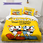 Cupheadi mustriga voodipesu komplekt Tekk Tekikott Padjap&uuml;&uuml;r Kodu kaunistus S&uuml;nnip&auml;evakingitus (1 * tekikott + 2 * padjap&uuml;&uuml;ri, ilma s&uuml;damikuta) 140x200cm