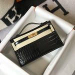 22cm krokodillimuster Kelli p&otilde;lvkonna esimese kihi veisenahast &uuml;he &otilde;la crossbody naiste kott vabaaja kerge luksuskott 22*12*7 must