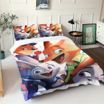 Zootopia Judy Nick Tekikate Komplekt Tekk Voodipesu 3D Laste Voodipesu Komplekt 3-osaline 1 Tekikate Kuninglik Suurus AU Single(140*210cm)3pcs