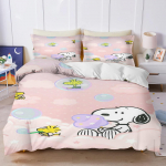 Snoopy Paariline Voodipesu Komplekt Tekikott &Uuml;heinimesevoodi Suurus Komplektid 100% Pol&uuml;ester 3D Laste Voodipesu Komplekt 3-osaline 1 Tekikate EU Single(135*200cm)3pcs