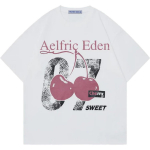 Aelfric Eden Kirjapildiga T-s&auml;rk &Uuml;lem&otilde;&otilde;dulised Graafilised T-s&auml;rgid L&uuml;hikeste Varrukatega &Uuml;mmarguse Kaelusega S&auml;rgid Y2K Vintage Unisex Streetwear S valge