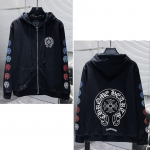 8603 CHROME HEARTS 2026 Uus Kevad ja S&uuml;gis Suur Suurus &Otilde;huke Stiil Klassikaline Stiil Logo T&otilde;mblukuga Kapuutsiga Dressipluus Paaridele S must