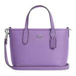 Coach City 15 &Uuml;hev&auml;rviline Logo Riistvara T&otilde;mblukuga Sulgemine Krokodillimustriga Nahast Kandekott Naiste kandekotid Lilla CW031-SVII Basic Set (Bag+Dust Bag)