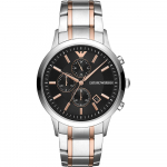Emporio Armani Ajalooline Kollektsioon Must Metall Kahev&auml;rviline Roosa Meeste Kvarts Kronograaf K&auml;ekell AR11165 must
