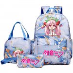 3 tk/komplekt Anime Hatsune Miku Tr&uuml;kitud Seljakott K&auml;ekott Pinal Teismelisele &Otilde;pilasele Raamatukott Koolikott Naiste Suure Mahutavusega Veekindel Reisi-kott