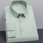 Stretch soliidsed kleit-s&auml;rgid meestele &Auml;riline pikkade varrukatega pehme mugav meeste pidulik s&auml;rk ilma esitaskuta S~6XL pluss suurus 6XL gray