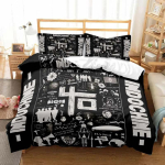 Uus Indochine Rocki B&auml;ndi Voodipesukomplekt, Tekikott Tekk Voodikomplekt Tekikate Padjap&uuml;&uuml;r, Kuningas Kuninganna &Uuml;heinimese Suurus Poisid T&uuml;drukud T&auml;iskasvanud EU Single 135x200cm black
