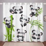 Armsad Panda Kardinad T&uuml;drukutele Poistele Lastele Multikad Hiigelpandad Akknakardin Magamistoa Elutoa Kaunistus Kardinad Pol&uuml;ester Ideaalne Piirkonna jaoks W100*H130(CM)-Rod Pocket&2PCS