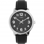 Timex Easy Reader Kuup&auml;evaga T&auml;issuurus Nahkrihm Timex Easy Reader Kell Kell, Must/H&otilde;bedane Toon/Must, 43mm, Meeste