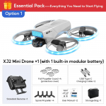 XJ2 Mini Droon 8K Kahe HD Kaameraga 5G WIFI Edastusega Kokkupandav Harjadeta RC Neljarootoriga T&auml;ieliku Kattega Kaitsekate Kaugjuhtimispuldiga M&auml;nguasi Normal RC-1B