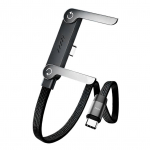 K&uuml;ljele keeratav telefoni laadija koos telefonihoidjaga - 240W kiirlaadimine, USB-C to USB-C, &Uuml;hildub iPhone 17-15, Android-telefonidega