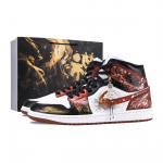 Jordan Air Jordan 1 Fire Qilin Kulumiskindel Kulumiskindel Keskmise k&otilde;rgusega Vintage Korvpallijalatsid Unisex Must Punane HF3216-102(Team626-) 44.5