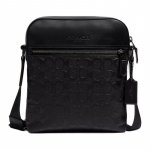 COACH Houston 22 Reljeefne Tr&uuml;kitud Vasikanahast &Otilde;la Crossbody Kott V&auml;ike Meeste Must must