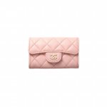 Chanel 23K Kuldne Pandla Klassikaline Teemantmustriga Siledast Vasikanahast Kaardihoidja Naiste Kaardihoidja Roosa ap0214-b10583-nr644 Gift Set(Basic Set+Box+Shopping Bag)