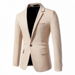 Kevad S&uuml;gis Meeste &Uuml;he N&ouml;&ouml;biga Kitsa L&otilde;ikega Bleiserid Smart Casual Allak&auml;&auml;ndekaelusega &Uuml;likonnatagi Mehed Formaalne Pulma Bleiserid &Uuml;ler&otilde;ivad M khaki