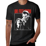 Meeste Vintage Rocki B&auml;ndi T-s&auml;rk - Dr Feelgood Julge Punane Tekst Graafiline T-s&auml;rk, Raskekaaluline &Uuml;mmarguse Kaelusega S&auml;rk Kontsertideks, Halloweeni & J&otilde;ulukingituseks - Retro 5XL must