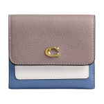 Coach Klapiga Mila 11 V&auml;rviplokk Disain Kolmekordne Snap-kinnitusega Nahast Rahakott Naiste rahakott Valge Vahatatud Puit Mitmev&auml;rviline CAO14-B4YLZ Ash Wood Multi-Color gray