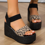 Naiste Kiilukanna Avatud Varba Sandaalid Leopard Mustriga Platvormsandaalid Daamide Paksude Taldadega Suvekingad Espadrillid Zapatillas Mujer 34