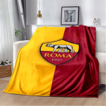 AS Roma huntem&auml;rk logoga bordoopunane kuldse vertikaalse triibuga tr&uuml;kitud pehme flanellist pleed soe diivani voodi dekoratsioonikate jalgpallif&auml;nnidele 80cm x 120cm yellow