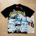 Godspeed retro tr&uuml;kiga v&auml;liskaubandus ilutrend k&otilde;rgt&auml;nav meeste ja naiste vabaaja trend hip hop aprikoosikas vana l&uuml;hikeste varrukatega T-s&auml;rk M white