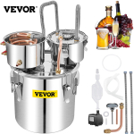 VEVOR Alkoholi destilleerija, 50L SUS Veealkoholi destilleerija kondensaatori ja thumper-vaadiga, 13.2Gal Veini valmistamise katel vasktoruga