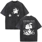 Vintage Pesemine Charli XCX Muusika Mood Film Tuur 2026 Merch T-s&auml;rgid Mehed Naised Hip Hop Gooti &Uuml;le suuruse T-s&auml;rk Pop Streetwear L gray