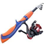 &Otilde;ngeritvad ja -rullid reisikomplekt, s&uuml;sinikkiust teleskoop&otilde;ngeritv Sinine punane spinning p&uuml;&uuml;girull Fishing Rod&Reel punane