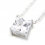 Les Tr&eacute;sors De Lily [C9442] &ndash; h&otilde;bedane kaelakee 'Essentiel' H&otilde;bevalge (roodiumiga kaetud) &ndash; 8x8 mm h&otilde;be