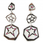 NOA [G0458] - Boucles Cr&eacute;ateur 'Nuit Etoil&eacute;e' rose argent&eacute; Heleroosa