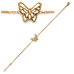 Les Tr&eacute;sors De Lily [G1265] - Bracelet Plaqu&eacute; Or 'Papillon' dor&eacute; - 14x12 mm kuld