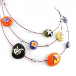 Les Tr&eacute;sors De Lily [H4415] - Collier Cr&eacute;ateur 'Liberty' orange bleu oranž