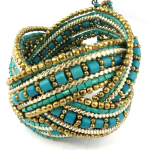 Les Tr&eacute;sors De Lily [L5795] - Bracelet cr&eacute;ateur 'Katmandou' vert dor&eacute; roheline