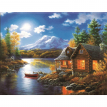 T&auml;ielik 5D Teemantmaal Creek House Tikand Ristpistes Kodukaunistus K&auml;sitsi valmistatud kingitus 25x30cm
