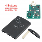 433MHz auto kaugjuhtimisv&otilde;ti ID46 kiip sobib Renault Megane III Fluence Laguna III Scenic 2009-2015 jaoks with ID46 PCF7947 Chip