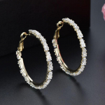 WWJ Big Circle Jewellery Cubic Zirconia Loop Hoop k&otilde;rvar&otilde;ngad kollane
