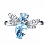 SACE GEMS Klassikaline vasesulamist V&auml;ike Dragonfly Taevasinine Tsirkoon S&otilde;rmus Naiste Ehted Pulmalubaduse peokingitus open